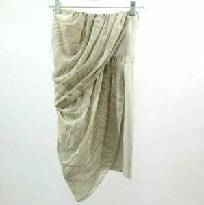 A|X Armani Exchange Dress NEW Womens 0 Strapless Draped Beige White Floral PROM